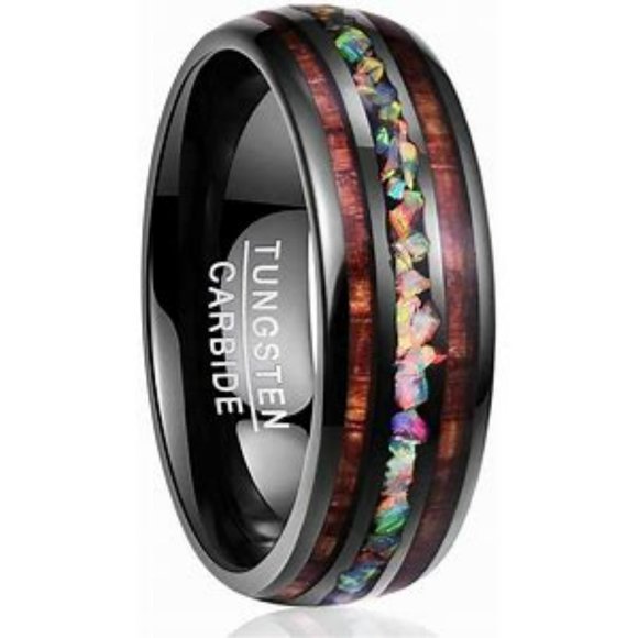 Tungsten Wooden Opal Ring - Picture 2 of 4